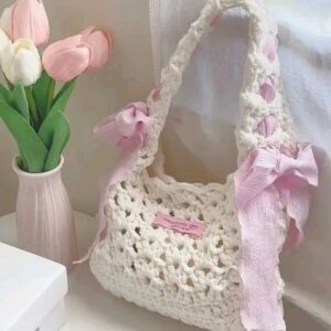 Túi Tote Len Pink Ribbon